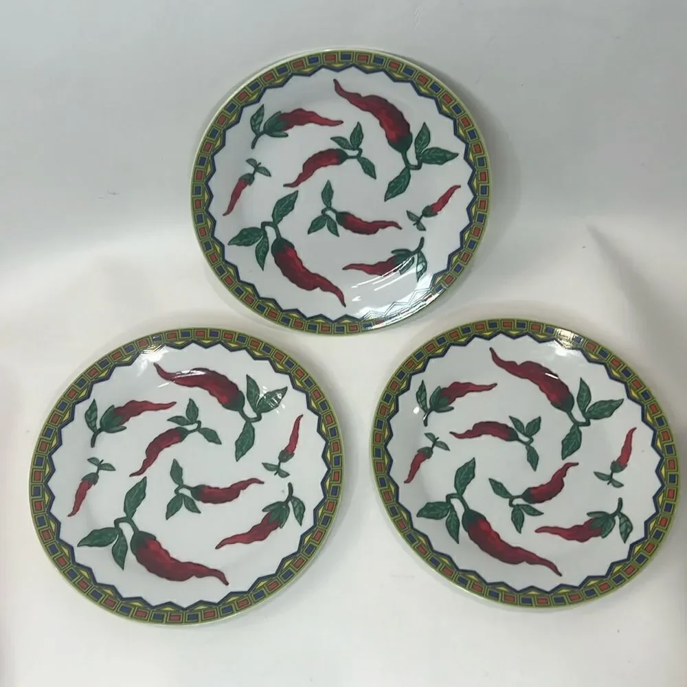 Godfinger & Co Pepper Saucer Salad Dessert Appetizer Plate 7 1/2 In Round Set 3